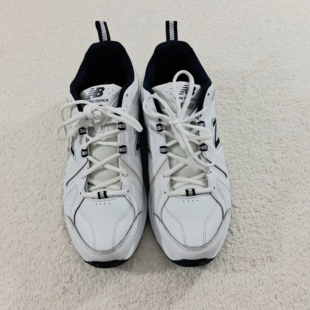 NEW BALANCE 608 v5 Mens 10.5 D White Navy Lace Up Running Walking Shoes Trainers